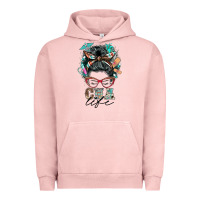 Pigment Salmon nurse cna life messy bun Urban Hoodie - BarkalooDesign