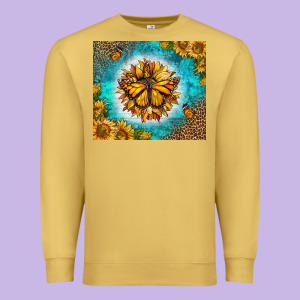 Monarch Butterfly Sunflower Premium Sweatshirt Designed By Lillyallendesigns