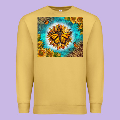 Monarch Butterfly Sunflower Premium Sweatshirt Designed By Lillyallendesigns