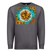 Charcoal Heather Monarch Butterfly Sunflower Premium Sweatshirt - LillyAllenDesigns
