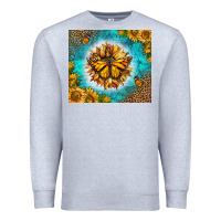 Heather Grey Monarch Butterfly Sunflower Premium Sweatshirt - LillyAllenDesigns