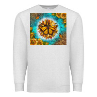 Oatmeal Heather Monarch Butterfly Sunflower Premium Sweatshirt - LillyAllenDesigns