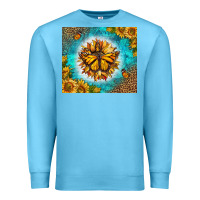 Ocean Blue Monarch Butterfly Sunflower Premium Sweatshirt - LillyAllenDesigns