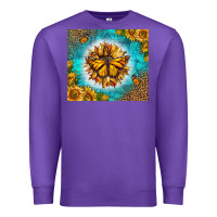 Purple Monarch Butterfly Sunflower Premium Sweatshirt - LillyAllenDesigns