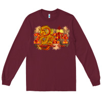 Burgundy year of the dragon chinese new year 2024 Long Sleeve Tee - CowGirlArtShop