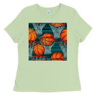 Basketball Hoop Seamless Pattern Ladies Tee | Teevron