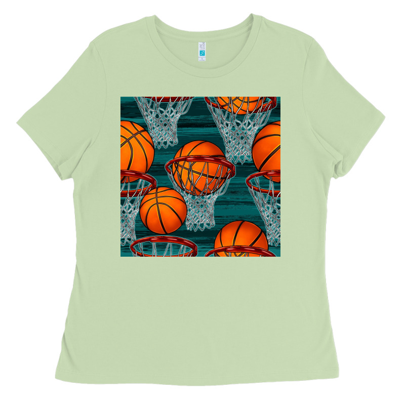 Basketball Hoop Seamless Pattern Ladies Tee by BundleAndBundleShop | Teevron
