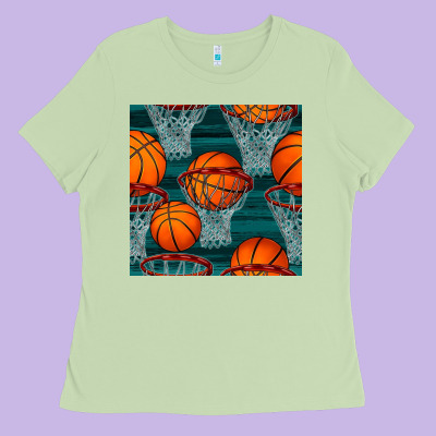 Basketball Hoop Seamless Pattern Ladies Tee Designed By Bundleandbundleshop