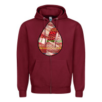 Burgundy african fabric pattern teardrop earrings 3 Zipper Hoodie - BundleAndBundleShop