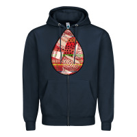 Navy african fabric pattern teardrop earrings 3 Zipper Hoodie - BundleAndBundleShop