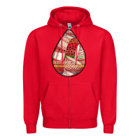 Red african fabric pattern teardrop earrings 3 Zipper Hoodie - BundleAndBundleShop
