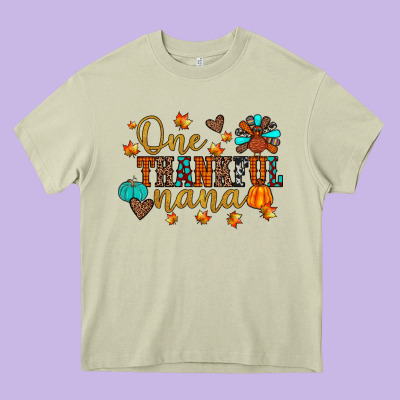 One Thankful Nana Heavy Core Tee Designed By Jahusdesignshop
