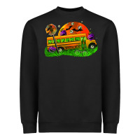 Black Halloween School Bus Heavyweight Sweatshirt - FaDigitalArtStudio