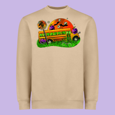 Halloween School Bus Heavyweight Sweatshirt Designed By Fadigitalartstudio