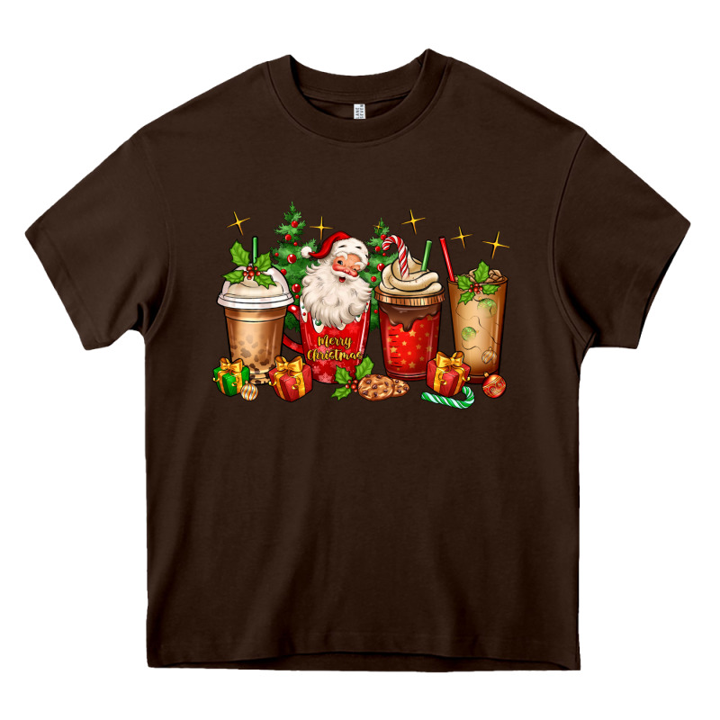 Christmas Santa Coffee Cups Heavy Core Tee by MaliasSmallBusiness | Teevron
