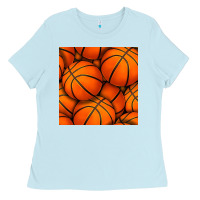 Baby Blue basketball seamless pattern Ladies Tee - BundleAndBundleShop