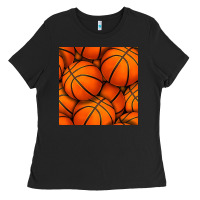 Black basketball seamless pattern Ladies Tee - BundleAndBundleShop