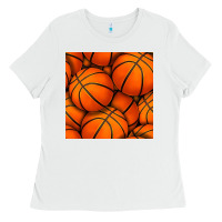 White basketball seamless pattern Ladies Tee - BundleAndBundleShop