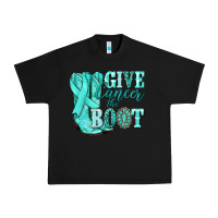 Black Give Cancer the boot Ovarian Cancer teal ribbon Urban Heavy Tee - NancyCooperArtShop