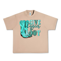Burro Give Cancer the boot Ovarian Cancer teal ribbon Urban Heavy Tee - NancyCooperArtShop