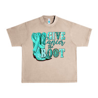 French Oak Give Cancer the boot Ovarian Cancer teal ribbon Urban Heavy Tee - NancyCooperArtShop