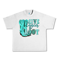 Lunar Rock Give Cancer the boot Ovarian Cancer teal ribbon Urban Heavy Tee - NancyCooperArtShop