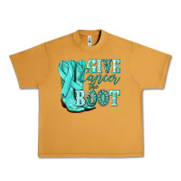 Peanut Butter Give Cancer the boot Ovarian Cancer teal ribbon Urban Heavy Tee - NancyCooperArtShop