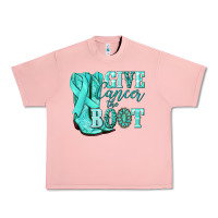 Salmon Give Cancer the boot Ovarian Cancer teal ribbon Urban Heavy Tee - NancyCooperArtShop