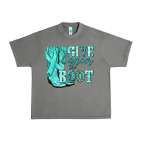 Tornado Give Cancer the boot Ovarian Cancer teal ribbon Urban Heavy Tee - NancyCooperArtShop