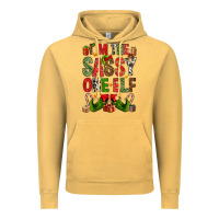 Vintage Mustard I'm the sassy on the elf Vintage Hoodie - NancyCooperArtShop