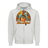 Dove Grey thankful pumpkin rainbow Zipper Hoodie - BundleAndBundleShop
