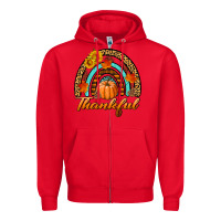 Red thankful pumpkin rainbow Zipper Hoodie - BundleAndBundleShop