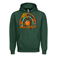 Sports Green thankful pumpkin rainbow Zipper Hoodie - BundleAndBundleShop