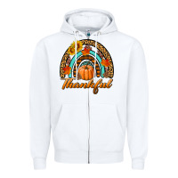 White thankful pumpkin rainbow Zipper Hoodie - BundleAndBundleShop