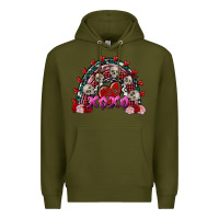 Army Green skull xoxo rainbow valentine's day Premium Hoodie - FaDigitalArtStudio