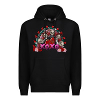 Black skull xoxo rainbow valentine's day Premium Hoodie - FaDigitalArtStudio