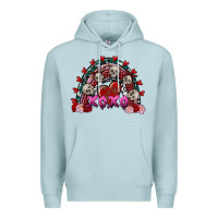 Blue Mist skull xoxo rainbow valentine's day Premium Hoodie - FaDigitalArtStudio