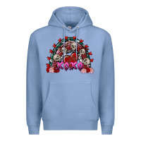 Colony Blue skull xoxo rainbow valentine's day Premium Hoodie - FaDigitalArtStudio