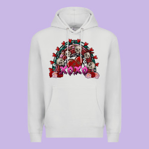 Skull Xoxo Rainbow Valentine's Day Premium Hoodie Designed By Fadigitalartstudio