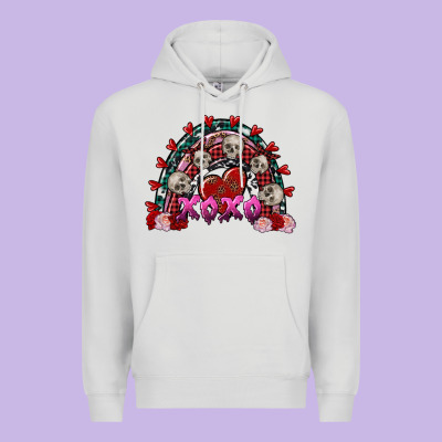 Skull Xoxo Rainbow Valentine's Day Premium Hoodie Designed By Fadigitalartstudio
