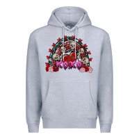 Heather Grey skull xoxo rainbow valentine's day Premium Hoodie - FaDigitalArtStudio