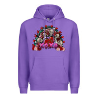 Purple skull xoxo rainbow valentine's day Premium Hoodie - FaDigitalArtStudio