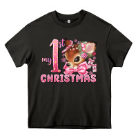 Asphalt my first christmas pink reindeer Heavy Core Tee - MaliasSmallBusiness