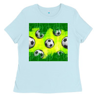 Baby Blue soccer balls with field  and tactics seamless pattern Ladies Tee - BundleAndBundleShop