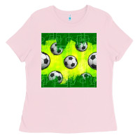 Bubblegum Pink soccer balls with field  and tactics seamless pattern Ladies Tee - BundleAndBundleShop