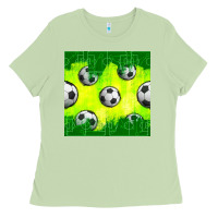 Matcha soccer balls with field  and tactics seamless pattern Ladies Tee - BundleAndBundleShop