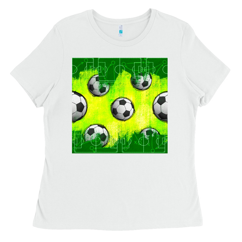 Soccer Balls With Field  And Tactics Seamless Pattern Ladies Tee by BundleAndBundleShop | Teevron