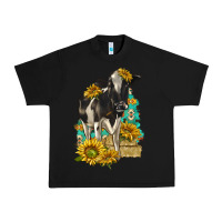 Black Sunflowers Cow Urban Heavy Tee - texasbilliewilder
