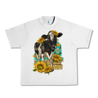 Lunar Rock Sunflowers Cow Urban Heavy Tee - texasbilliewilder