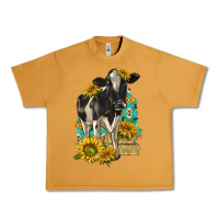 Peanut Butter Sunflowers Cow Urban Heavy Tee - texasbilliewilder